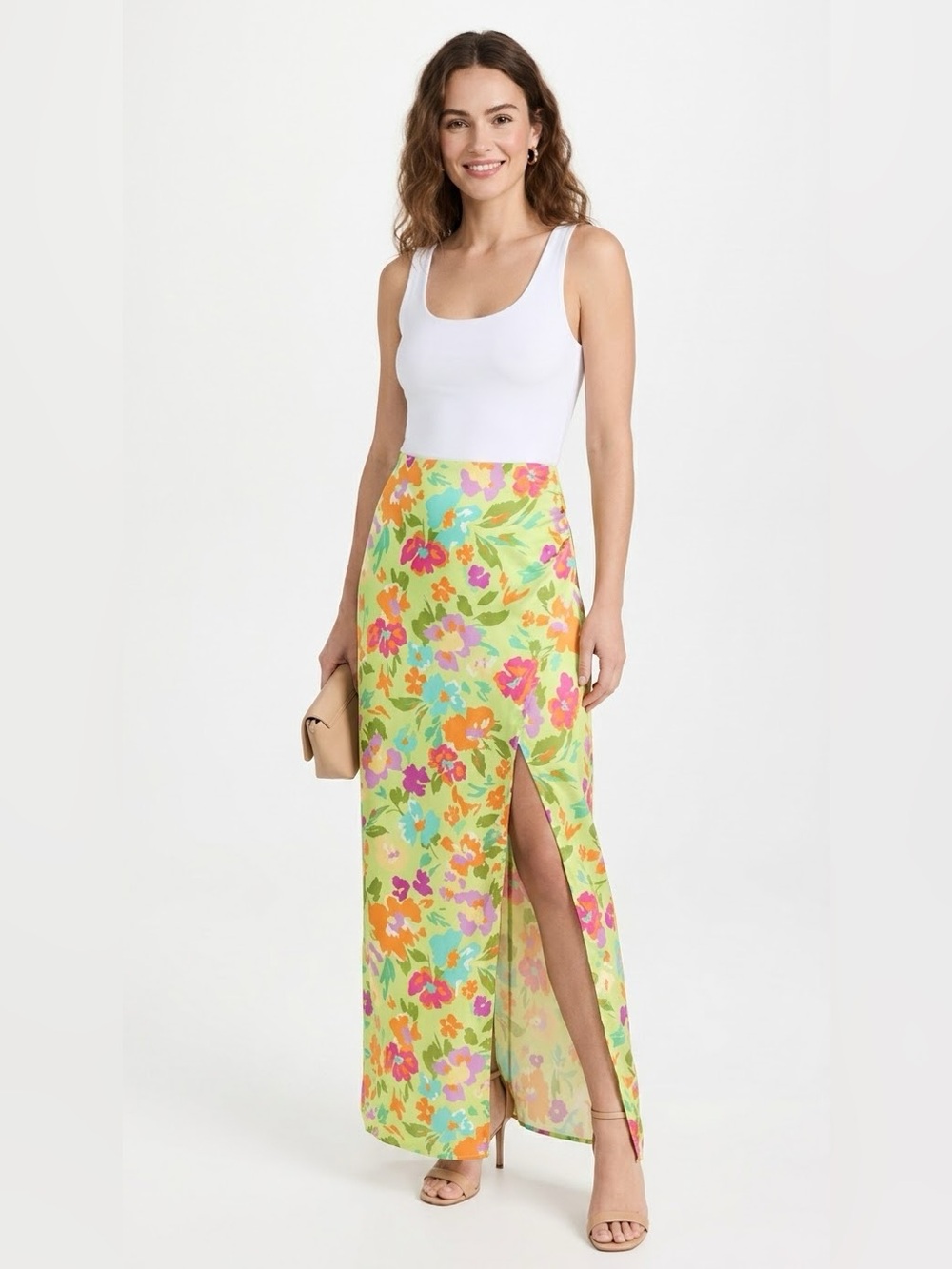 Le Lis Collection Floral Wrap Maxi Skirt Green Multicolor Vacation Small